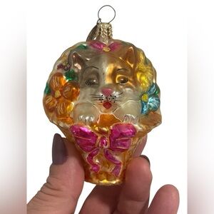 Christopher Radko 2001 Kit'n Kaboodle Christmas Ornament Kitten EUC